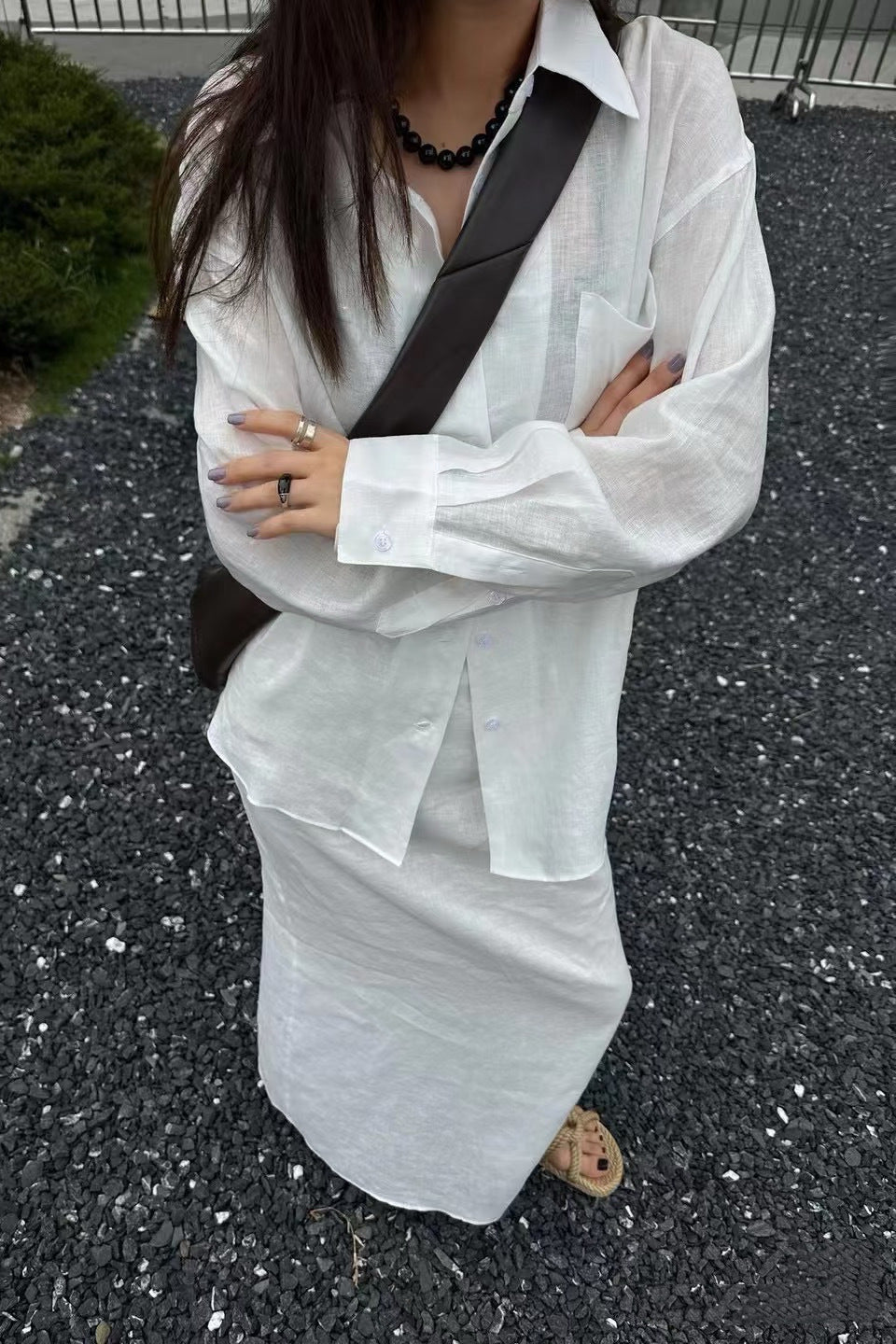 Blusa Xenia de corte descontraído e mangas compridas