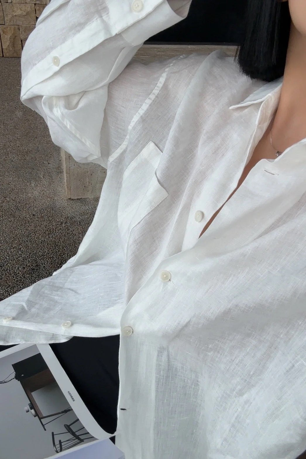 Blusa Xenia de corte descontraído e mangas compridas