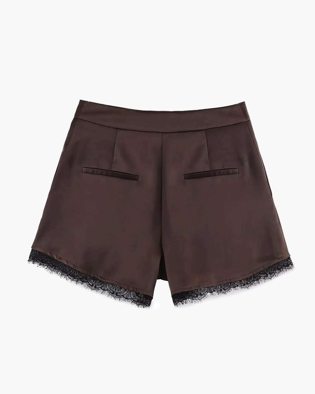 Mini-calções de cetim Xylia com acabamento em renda
