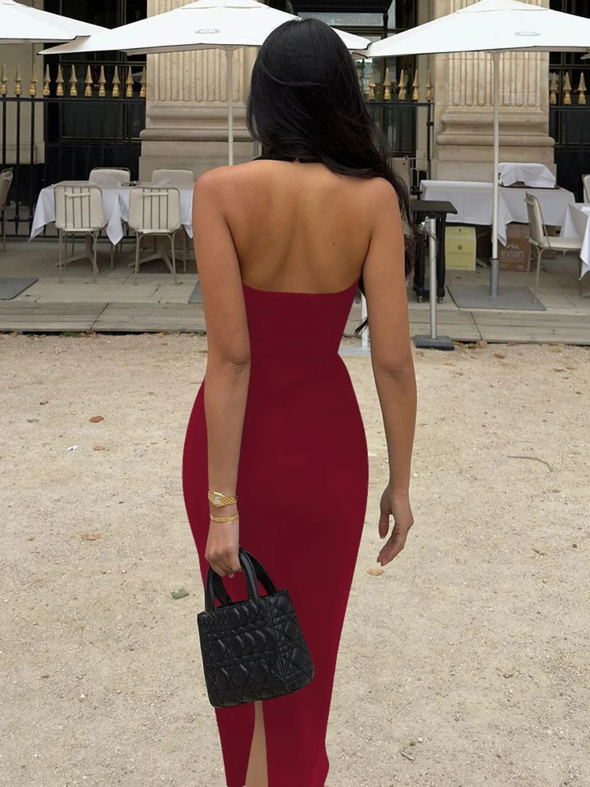 Vestido maxi Yasmin justo ao corpo com decote halter