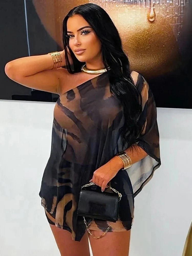Conjunto de top curto e saia com riscas de zebra Zaida