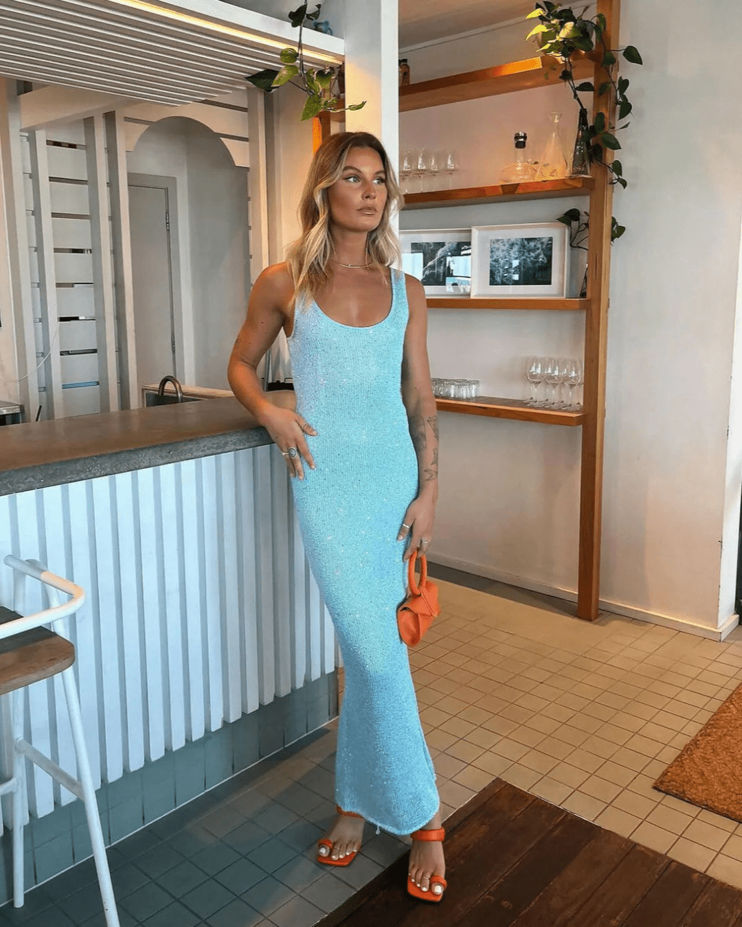Vestido maxi transparente com lantejoulas Zenaya