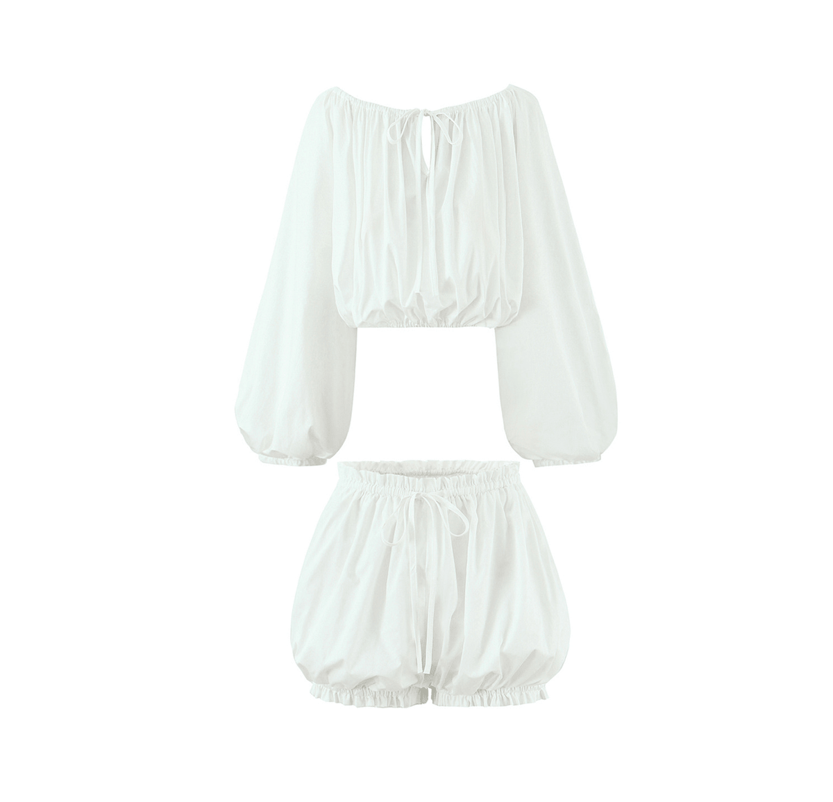 Conjunto de blusa de ombros descobertos e calções Zoe
